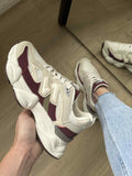 Sneaker Dana beige met wijnrood