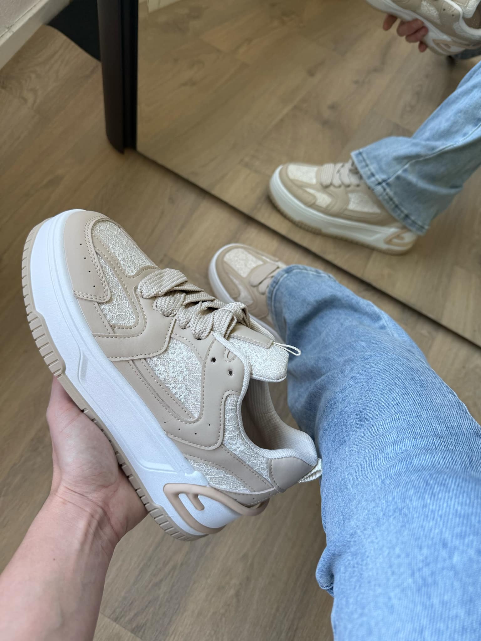 Beige dames sneaker Elina – trendy chunky sneaker