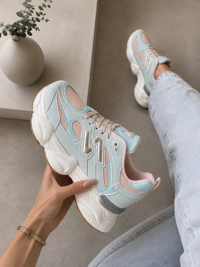 Zapatillas Dana azul con rosa