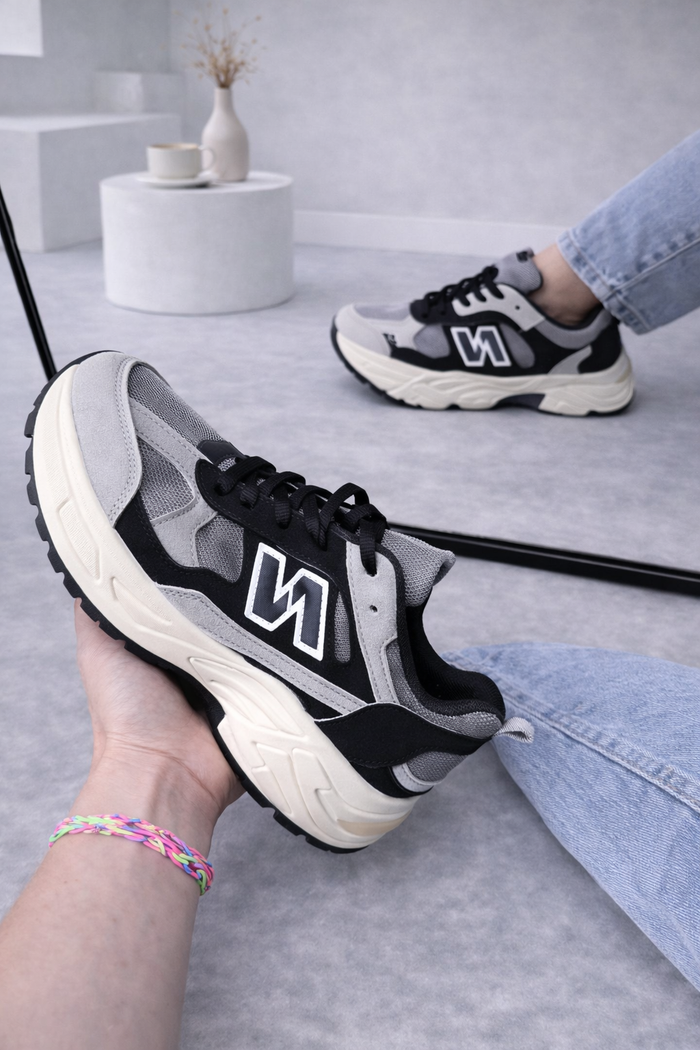 Sneaker Mona zwart- grijs